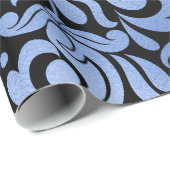 Classic Navy Blue Metal Folie Swirls Damask Cadeaupapier (Rol Hoek)