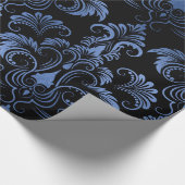 Classic Navy Blue Metal Folie Swirls Damask Cadeaupapier (Hoek)