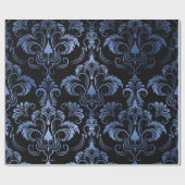 Classic Navy Blue Metal Folie Swirls Damask Cadeaupapier (Vlak)