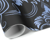 Classic Navy Blue Metal Folie Swirls Damask Cadeaupapier (Rol Hoek)