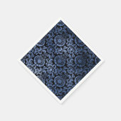 Classic Navy Blue Metal Folie Swirls Damask Servet (Hoek)