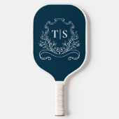 Classic Navy Blue Monogram Custom Initial Crest Pickleball Paddle (Voorkant)