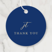 Classic Navy Blue Monogram Elegant Wedding Bedankjes Labels (Voorkant)