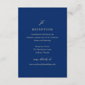 Classic Navy Blue Monogram Elegant Wedding Informatiekaartje (Voorkant)