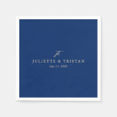 Classic Navy Blue Monogram Elegant Wedding Servet (Voorkant)