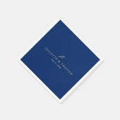 Classic Navy Blue Monogram Elegant Wedding Servet (Hoek)