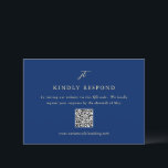 Classic Navy Blue Monogram QR Code Elegant Wedding RSVP Kaartje<br><div class="desc">Classic style wedding rsvp card featuring a simple yet elegant design with your monogram in a script font.  This timeless wedding rsvp card in navy and cream is great for a formal wedding.  Use the template to generate a QR code or remove it in the design editing tool.</div>