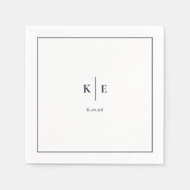 Classic Navy Blue Monogram Wedding Napkins Servet