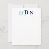 Classic Navy Blue Personalized Monogram Initials Notitiekaartje (Voorkant)