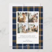 Classic Navy Blue Plaid 5 Photo Christmas Feestdagenkaart (Achterkant)