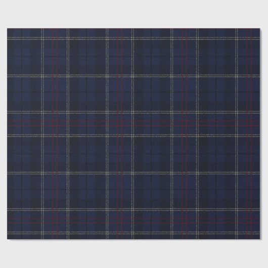 Classic Navy Blue Plaid Christmas Cadeaupapier (Vlak)