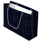 Classic Navy Blue Plaid Christmas Groot Cadeauzakje (Voorkant Gekanteld)