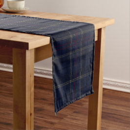 Classic Navy Blue Plaid Christmas Korte Tafelloper