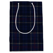 Classic Navy Blue Plaid Christmas Medium Cadeauzakje (Voorkant)