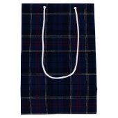 Classic Navy Blue Plaid Christmas Medium Cadeauzakje (Achterkant)