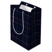 Classic Navy Blue Plaid Christmas Medium Cadeauzakje (Achterkant Gekanteld)