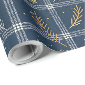 Classic Navy Blue Plaid Christmas Wrapping Paper Cadeaupapier (Rol Hoek)