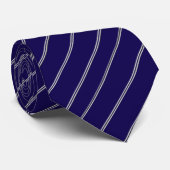 Classic Navy Blue & Silver Diagonal Pinstripe Stropdas (Opgerold)