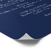 Classic Navy Blue Silver Wedding Drinken Menu Sign Poster (Hoek)