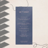 Classic Navy Blue Smoke Bruiloft Diner Menu Kaart