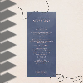 Classic Navy Blue Smoke Bruiloft Diner Menu Kaart
