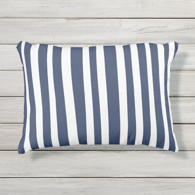 Classic Navy Blue Stripes | Timeless Nautical  Buitenkussen (Voorkant)