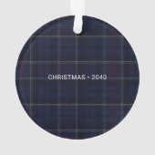 Classic Navy Blue Tartan Plaid Pet Dog Photo Ornament (achterkant)
