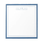 Classic Navy Blue Two Border Monogram Lined Notitieblok (Voorkant)