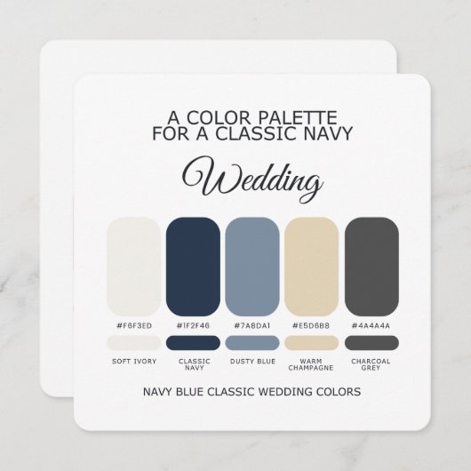 Classic Navy Blue Wedding Color Palette Card Kaart (Voorkant / Achterkant)