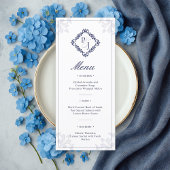 Classic Navy Blue Wedding Menu Kaart