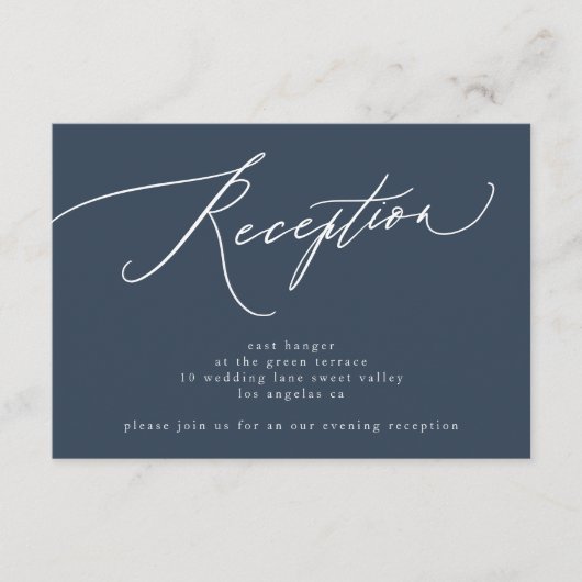 Classic Navy Blue Wedding Reception Kaart (Voorkant)