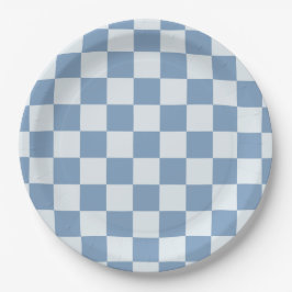 Classic Navy Blue & White Gingham Picnic Papieren Bordje