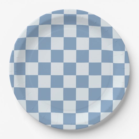 Classic Navy Blue & White Gingham Picnic Papieren Bordje (Voorkant)