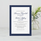 Classic Navy Border formele huwelijksuitnodiging Kaart (Staand voorkant)