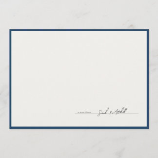 Classic Navy Border Personalized Script Notitiekaartje