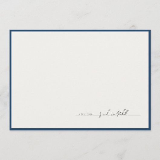 Classic Navy Border Personalized Script Notitiekaartje (Voorkant)