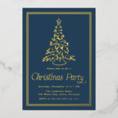 Classic Navy Christmas Tree Christmas Party Folie Uitnodiging (Voorkant)