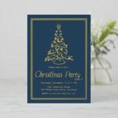 Classic Navy Christmas Tree Christmas Party Folie Uitnodiging (Staand Voorkant)