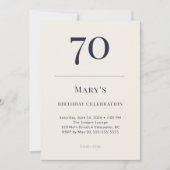 Classic Navy & Cream 70th Birthday Celebration Kaart (Voorkant)