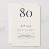 Classic Navy & Cream 80th Birthday Celebration Kaart (Voorkant)