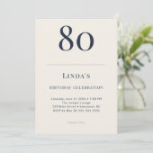 Classic Navy & Cream 80th Birthday Celebration Kaart (Staand voorkant)