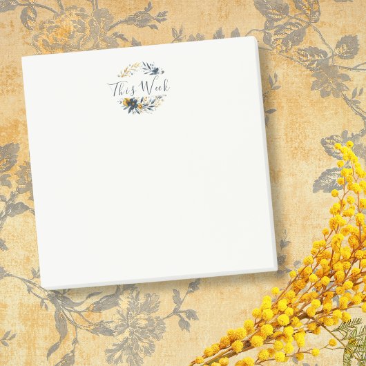 Classic Navy en Gold Floral Wreath  Post-it® Notes