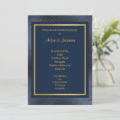CLASSIC NAVY GOLD LAYERED EMBOSSED WEDDING KAART (Staand voorkant)