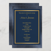 CLASSIC NAVY GOLD LAYERED EMBOSSED WEDDING KAART (Voorkant / Achterkant)