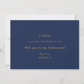 Classic Navy Gold Photo Bridesmaid proposal Kaart (Achterkant)