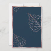 Classic Navy Matt Roos Gold Leaves Bruiloft Save The Date (Achterkant)