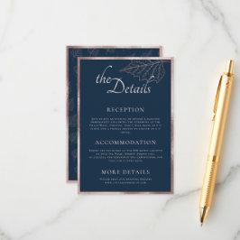 Classic Navy Matt Roos Gold Leaves Trouwdetail Informatiekaartje