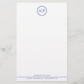 Classic Navy Monogrammed Stationery Briefpapier (Voorkant)