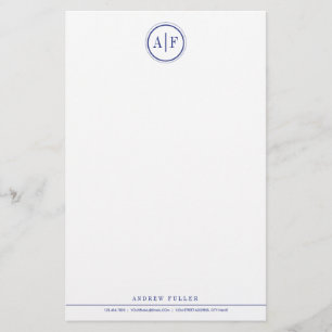 Classic Navy Monogrammed Stationery Briefpapier