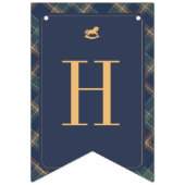 Classic Navy Plaid Teddy Bear Girl Happy Birthday Vlaggetjes (Tweede vlag)